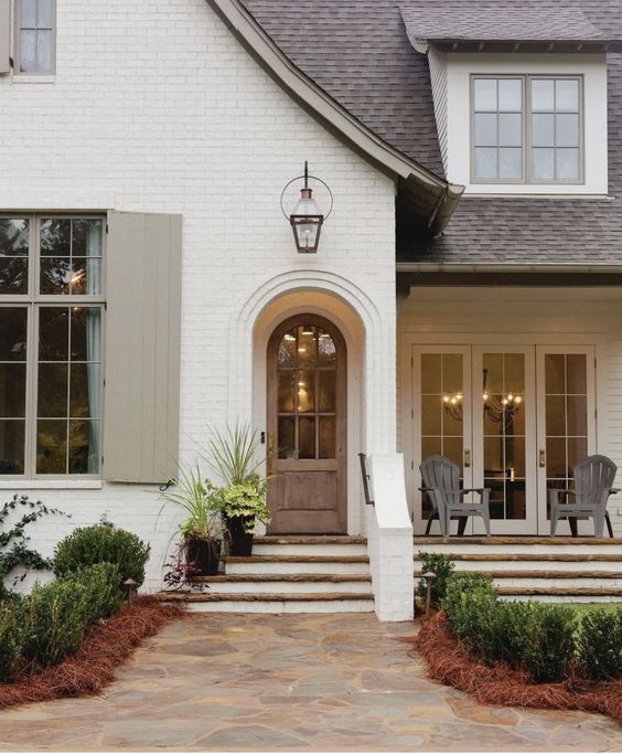 creamy white exterior with taupe